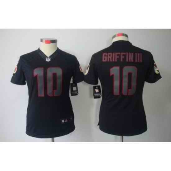 Women Nike Washington Redskins 10# Robert Griffin III Black Jerseys(Impact Limited)